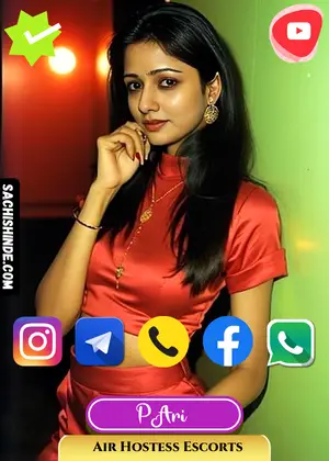 Verified Profile Image of Pune Air Hostess Escorts Girl Pari. Book an appointment with Pari Via WhatsApp, Instagram, Telegram, Facebook or Call. Pari's exclusive Video is Available.